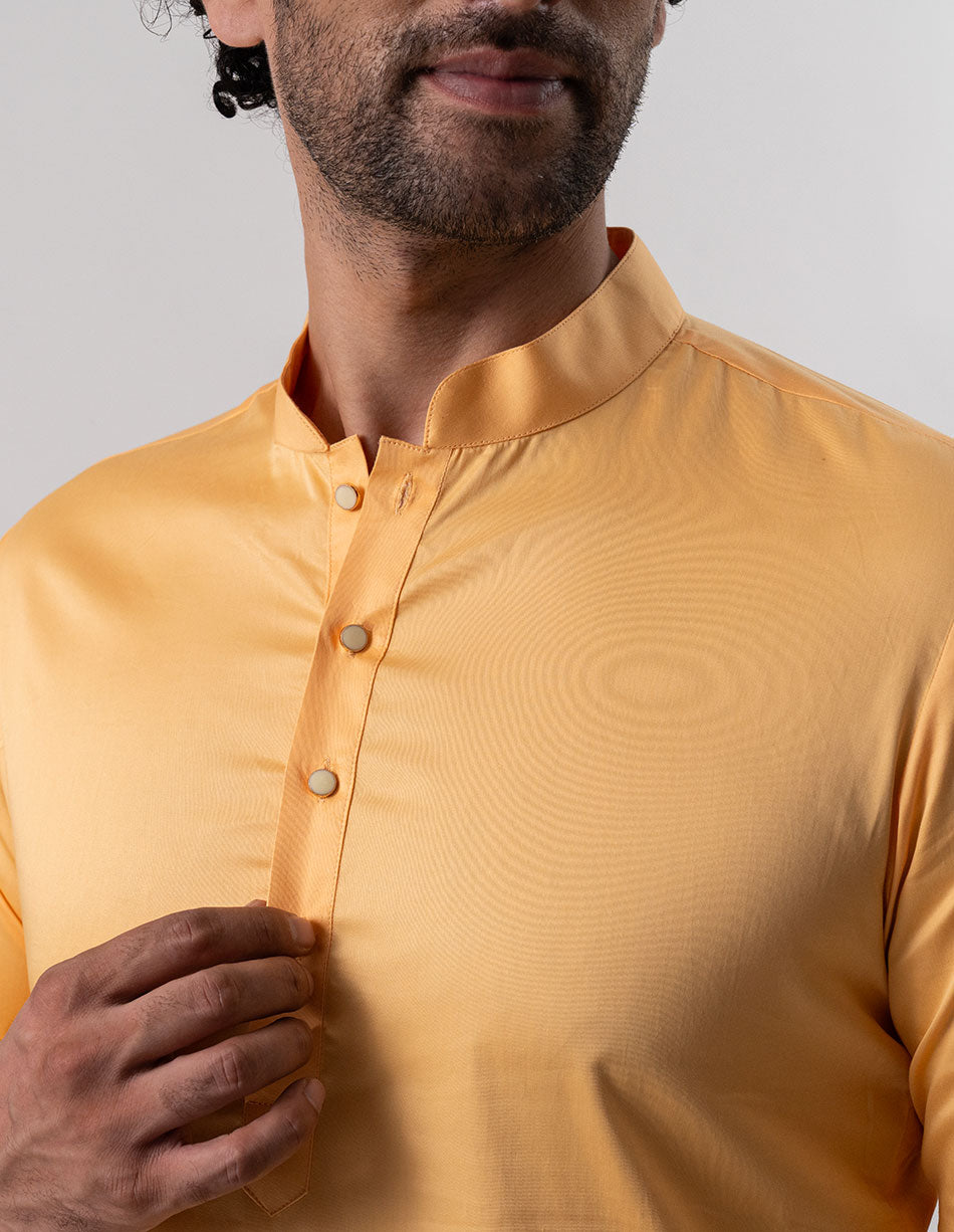 Peach Cotton-Satin Kurta