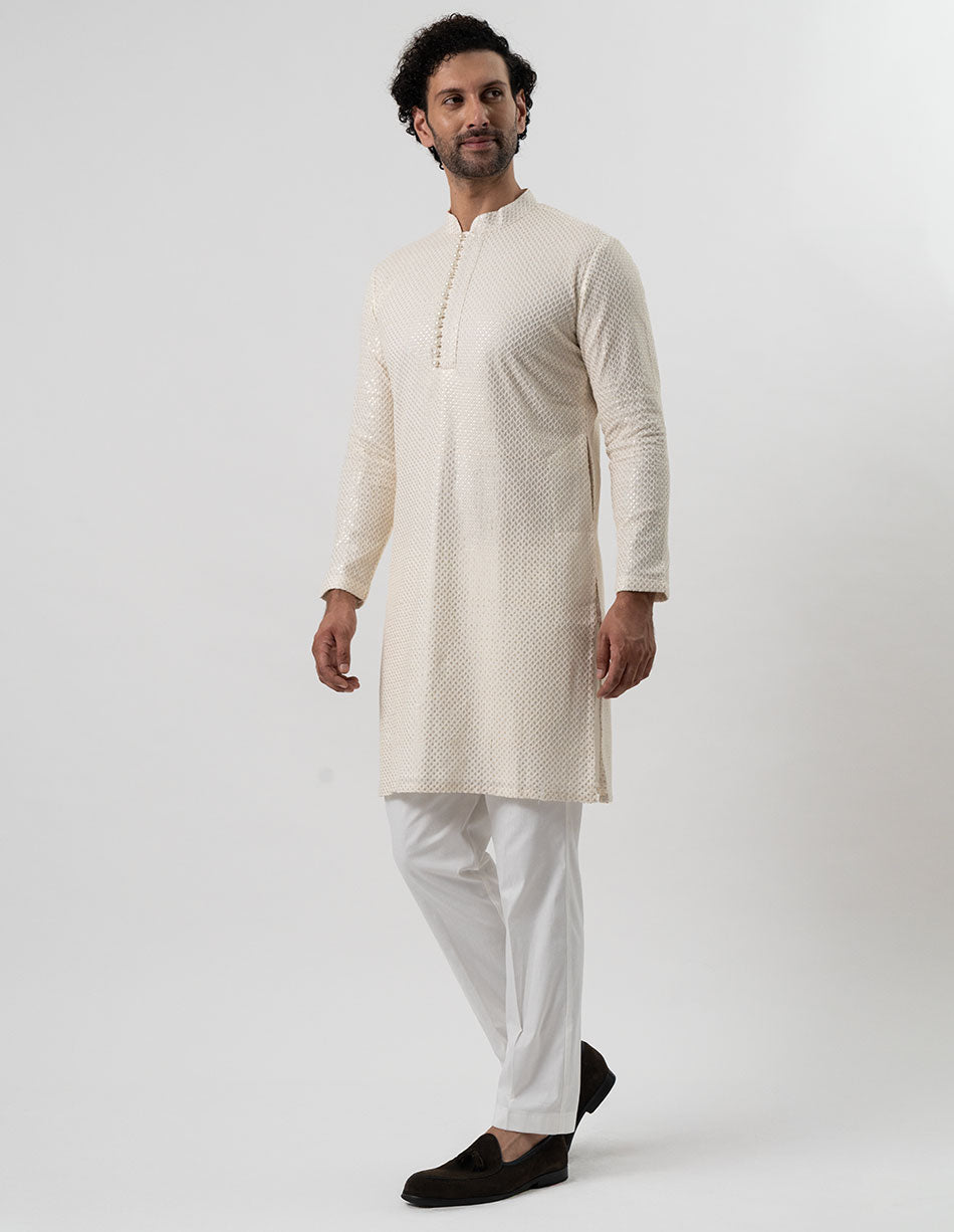 Ivory Lattice Jaal Kurta
