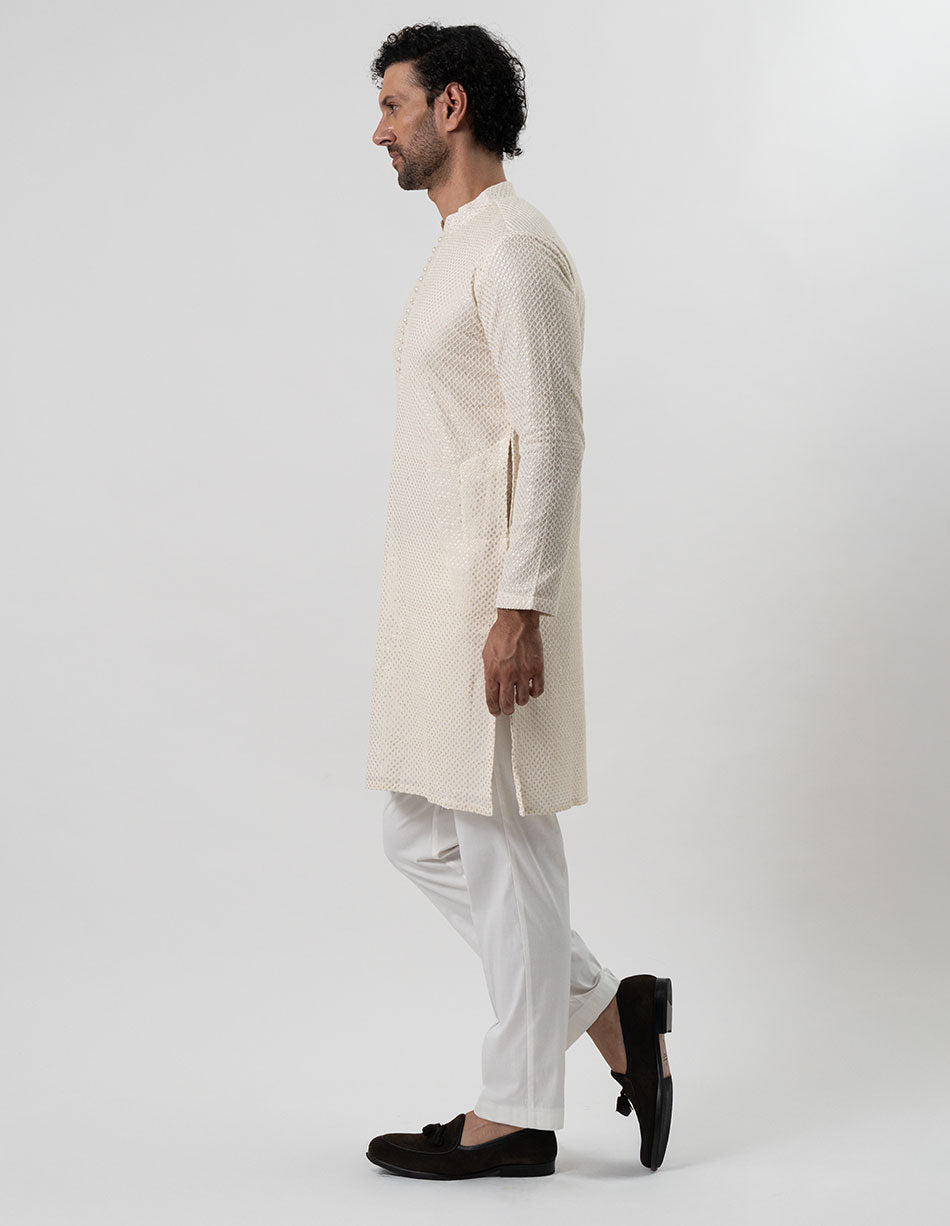 Ivory Lattice Jaal Kurta