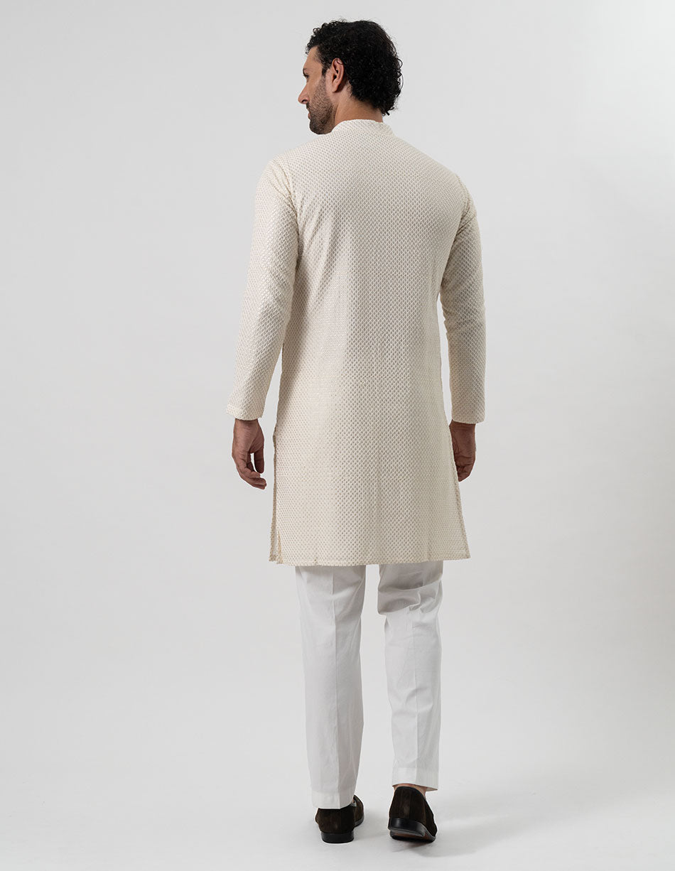 Ivory Lattice Jaal Kurta