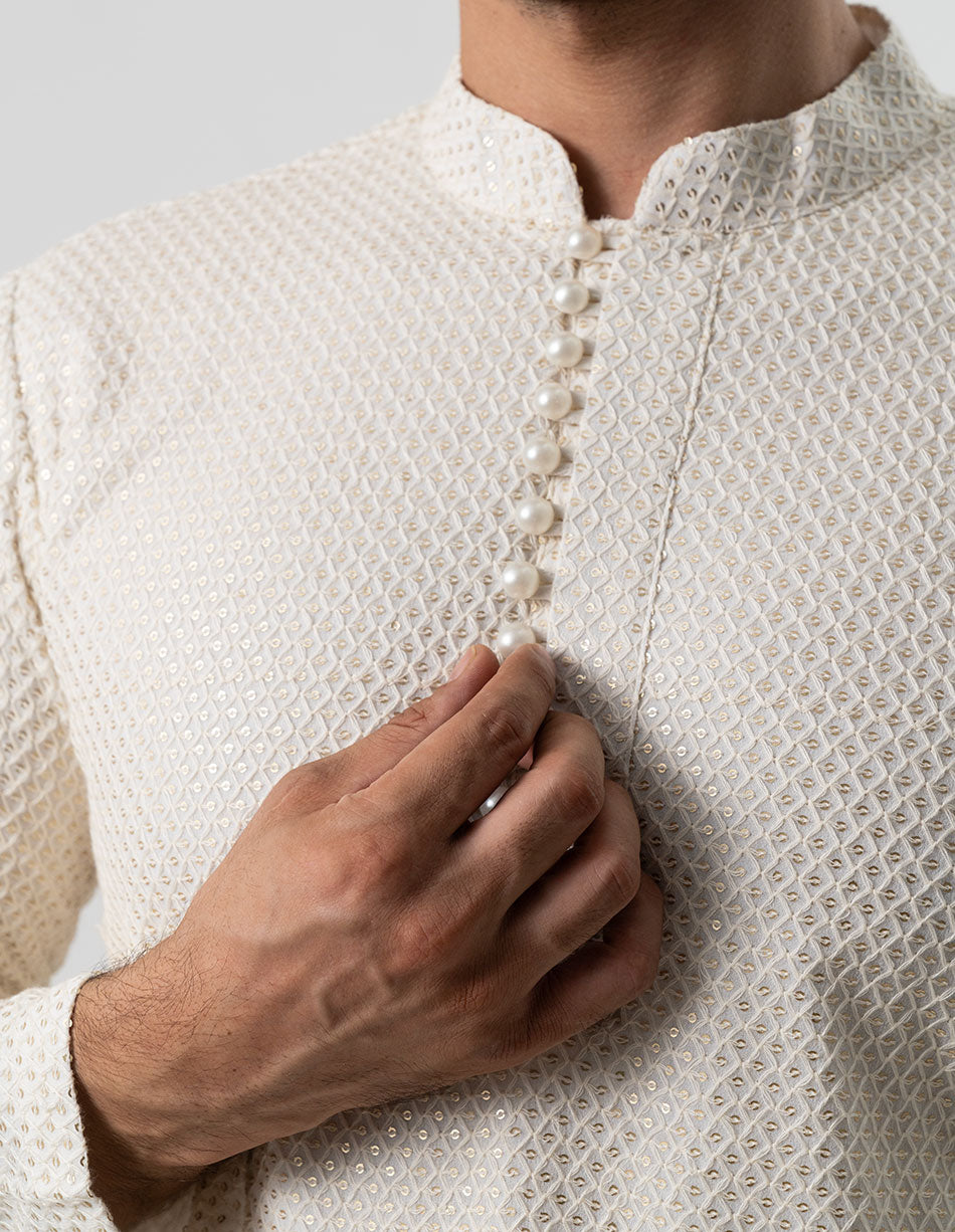 Ivory Lattice Jaal Kurta