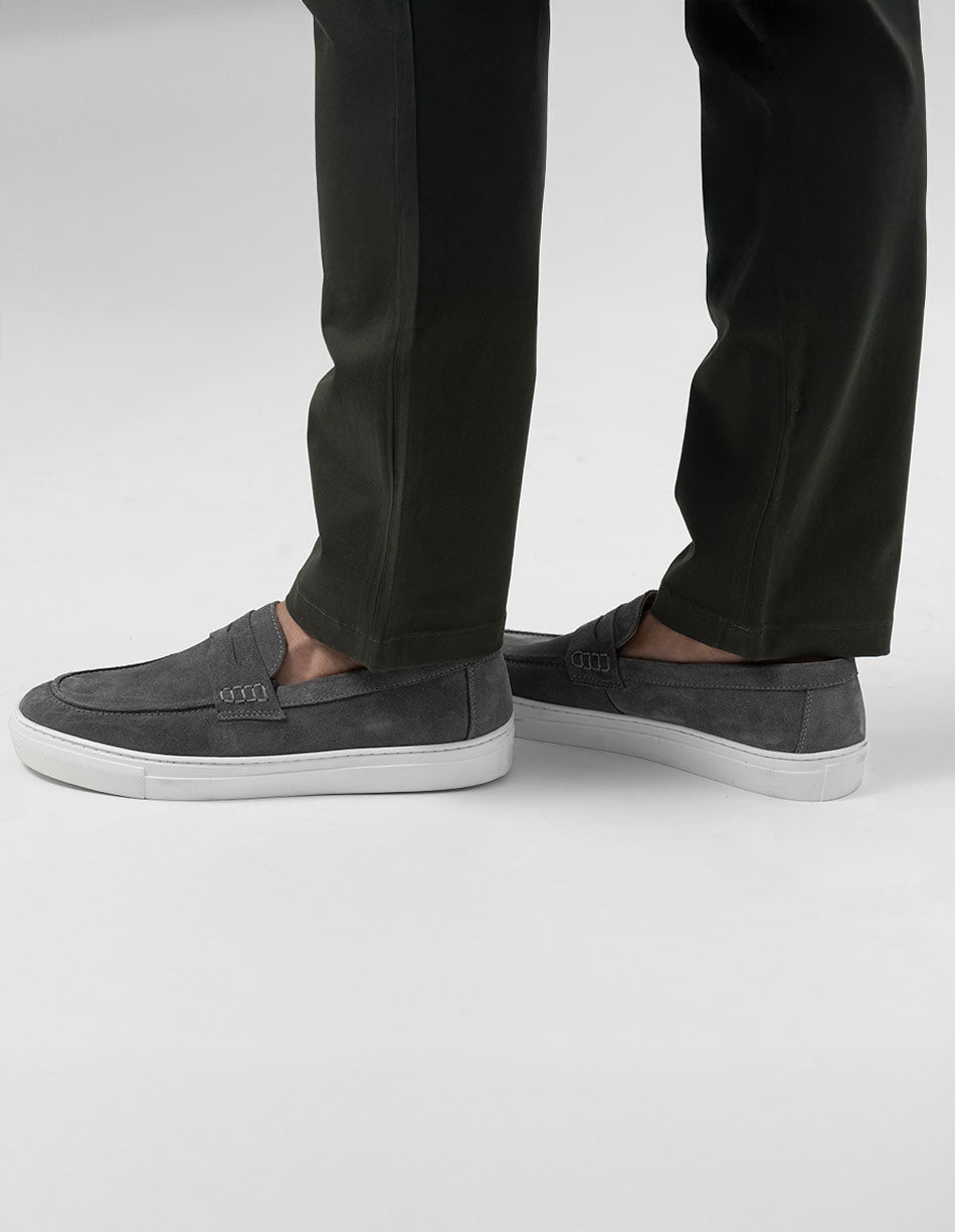 Capri Suede Penny Slip-On — Slate