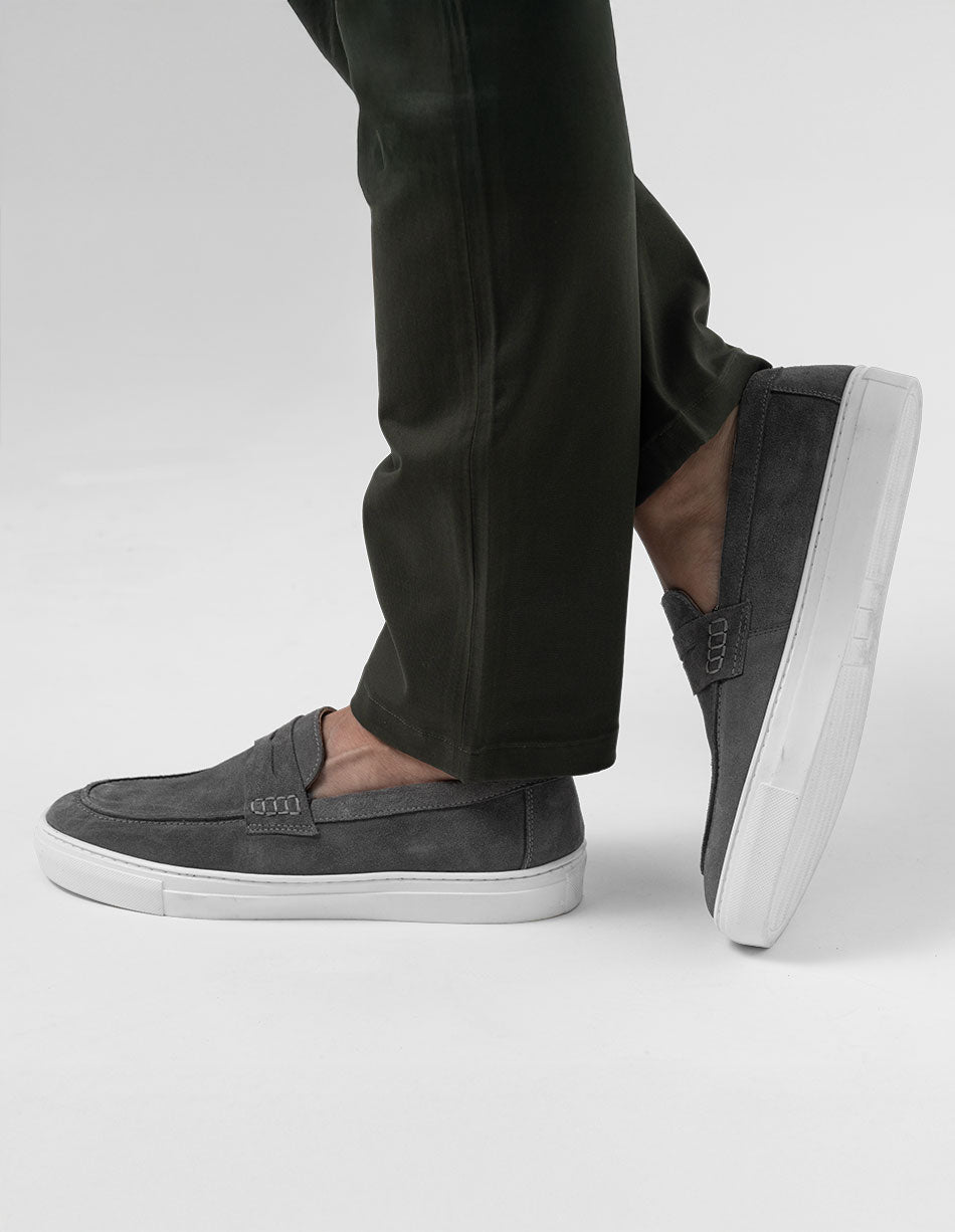 Capri Suede Penny Slip-On — Slate