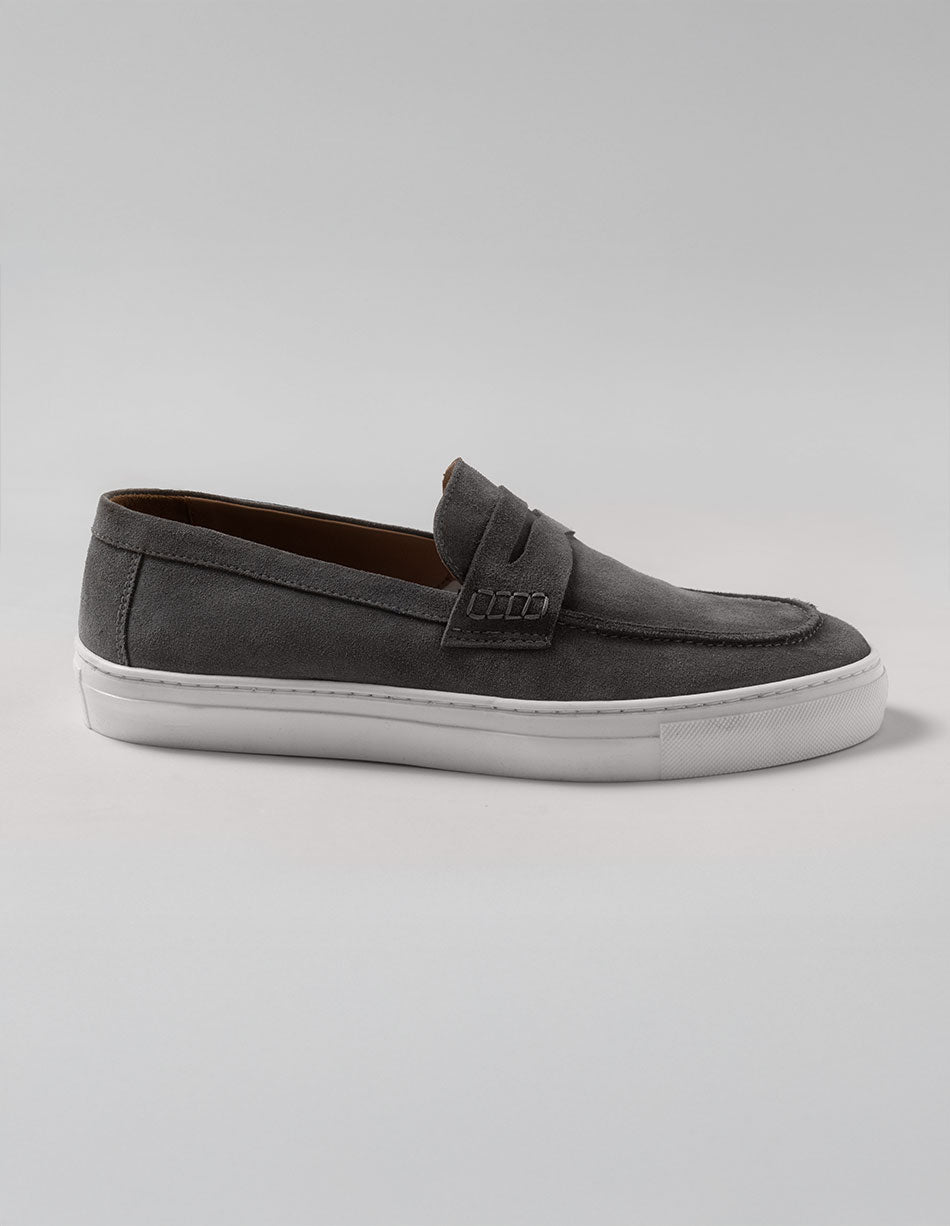 Capri Suede Penny Slip-On — Slate