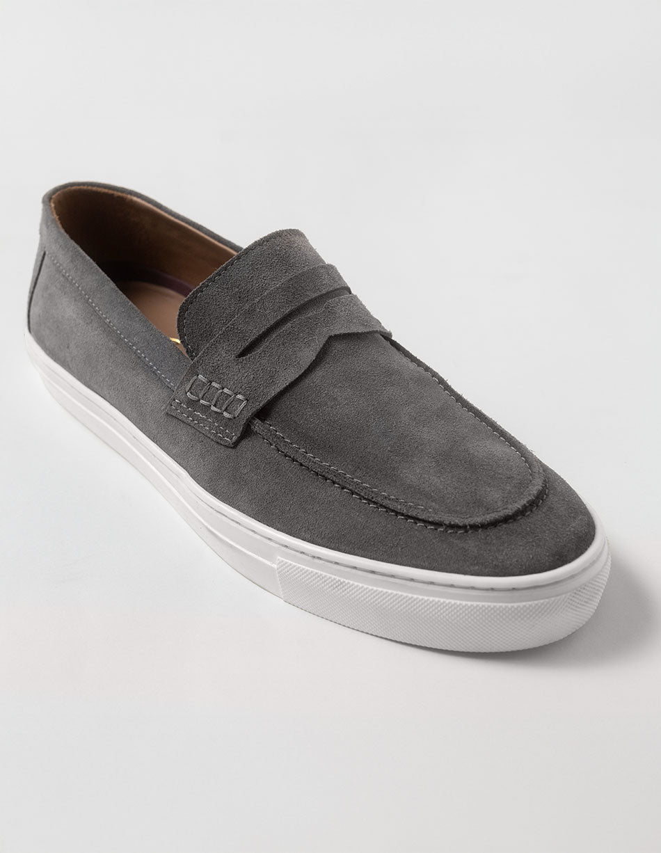 Capri Suede Penny Slip-On — Slate