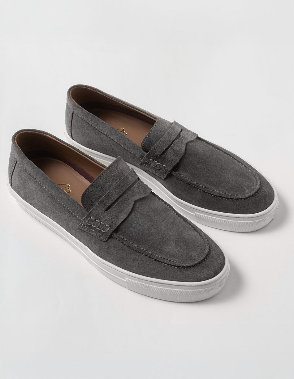 Capri Suede Penny Slip-On — Slate