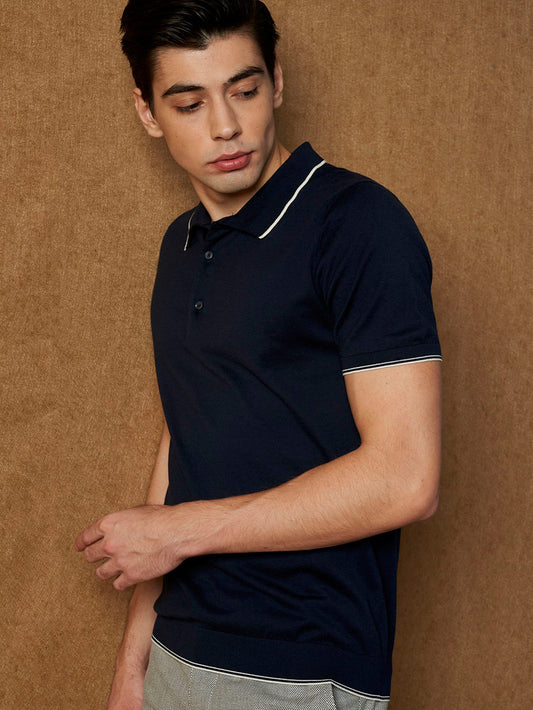 NAVY KNIT POLO