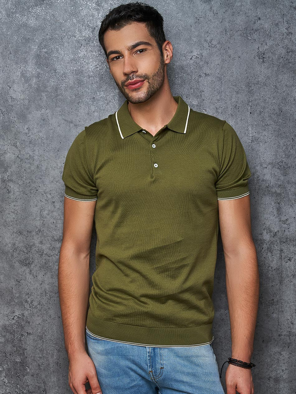 OLIVE KNIT POLO