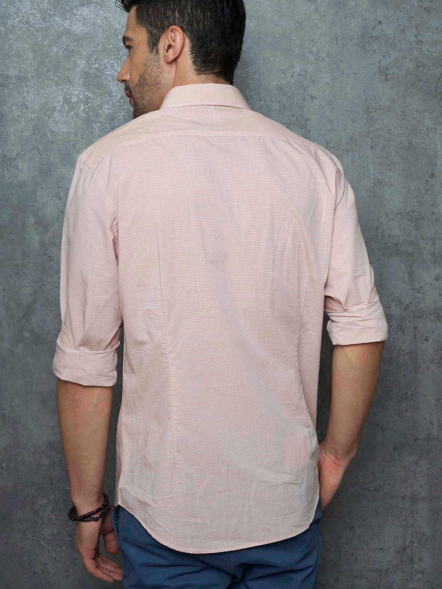 PEACH FINE STRIPE SHIRT