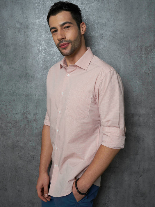 PEACH FINE STRIPE SHIRT