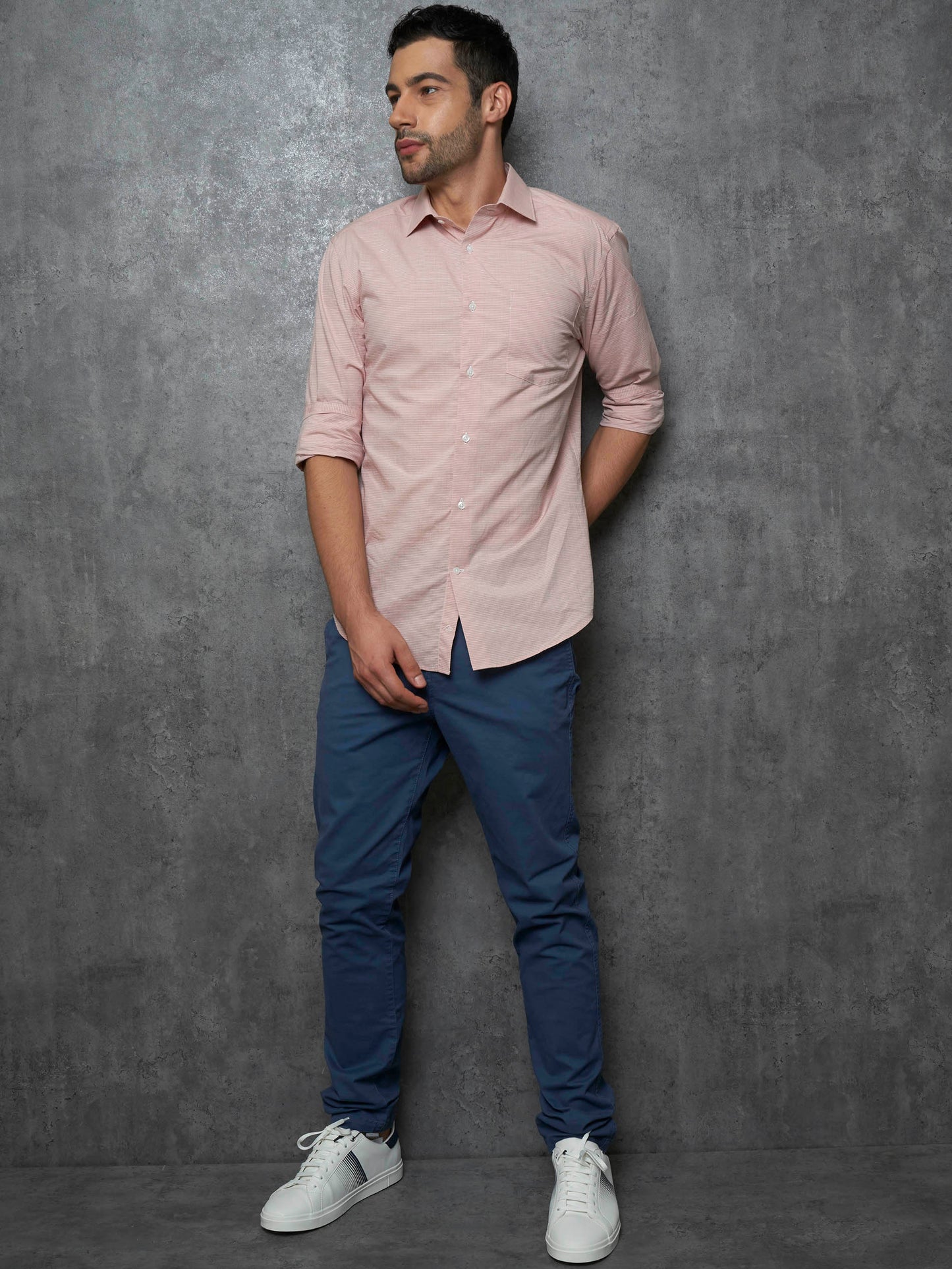 PEACH FINE STRIPE SHIRT