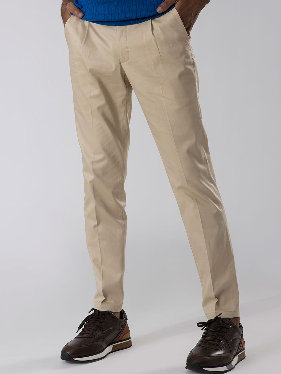 SOFT BEIGE PLEATED TROUSERS
