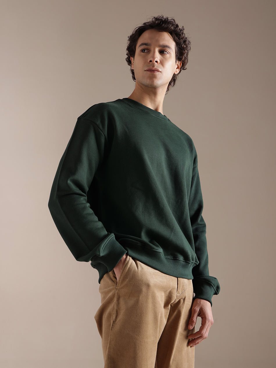 Forest Pine Green Cotton Sweatshirt