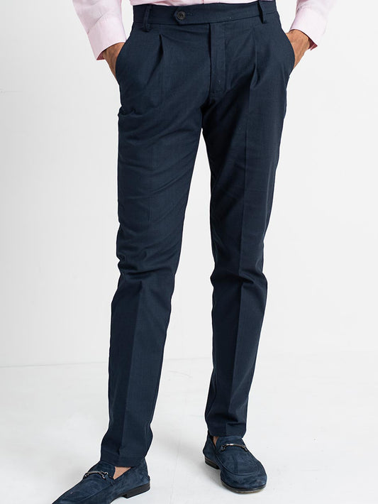 NAVY PLEATED PANTS