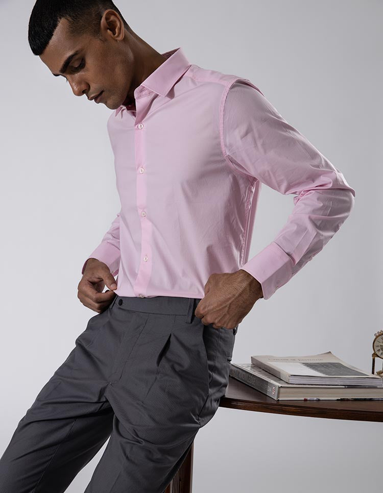 Men's Cotton Stretch Pink Formal Shirt 