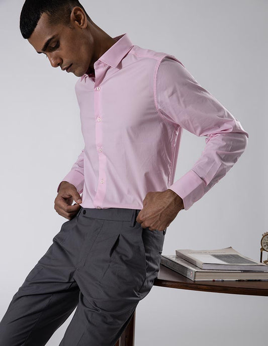 Men's Cotton Stretch Pink Formal Shirt