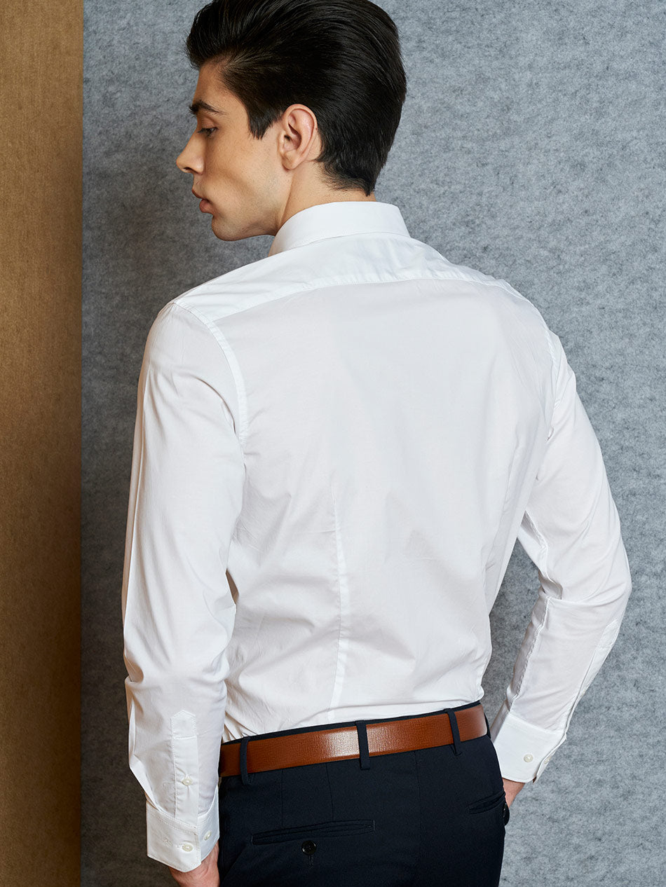 Men's Stretch Cotton White Formal Shirt back